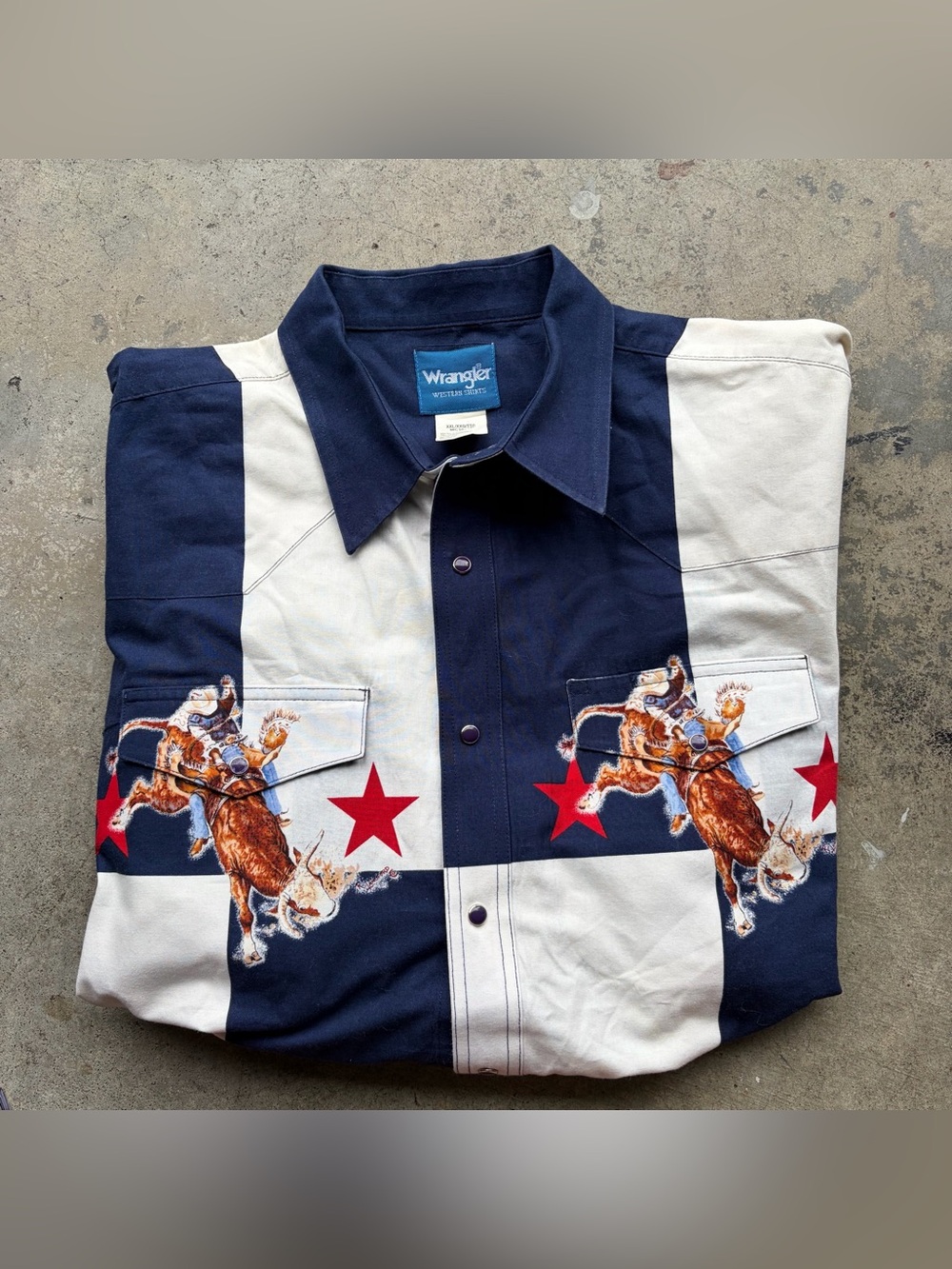 Vintage Y2K Wrangler Western Pearl Snap Shirt Cowboy Bull Rider Cowboy